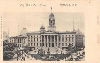 Brooklyn York City Hall Court House Birdseye View Antique Postcard K71485