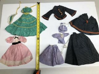 4 Small Dresses For Antique Vintage French German Bisque Dolls Primitive 2