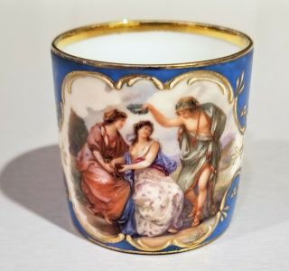 Vintage/Antique Marked Crown ROYAL VIENNA Style Porcelain Blue Gold Tea Cup RARE 2