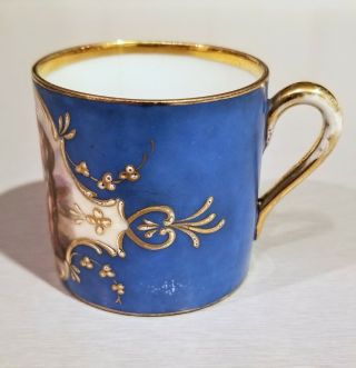 Vintage/Antique Marked Crown ROYAL VIENNA Style Porcelain Blue Gold Tea Cup RARE 3