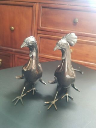 Birds set 2 Figurines silverplate,  Brass Metal W B MFG CO.  Weidlich 1930 ' s 2