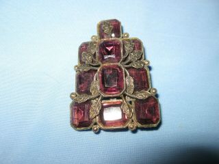 Antique/ Vintage Art Nouveau Amethyst Purple Glass Stones Pin Brooch Faceted