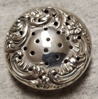 Antique Sterling Silver Dresser Powder Jar Lid Only Pierced 17g Ornate