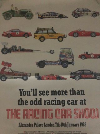 Vintage Art Poster / The Racing Car Show January 1988 / London