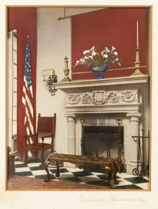 Antique Hand Colored Interior Embassy Photo By Eleanor Hinman (1899 - 1982)