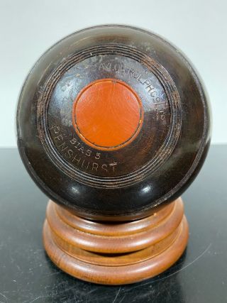 Vintage Carved Wooden Rare Early Lawn Bowling Bocce Ball