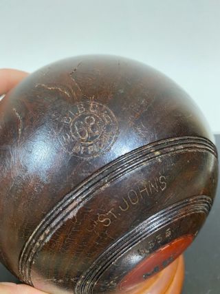 Vintage Carved Wooden Rare Early Lawn Bowling Bocce Ball 3