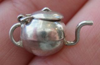 Vintage Sterling Tea Pot Silver Bracelet Charm Lid Opens