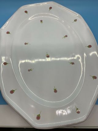 Cantagalli Firenze Oval Serving Platter Plate Pink Floral Italy RARE 2