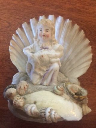 Antique Victorian Sailors Valentine Or Seashell Shell Art Figural