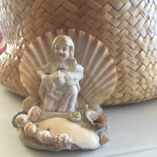 Antique Victorian Sailors Valentine Or Seashell Shell Art Figural 3