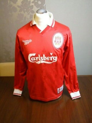 Liverpool 1996 Reebok Long Sleeved Home Shirt Medium Adult Rare Vintage