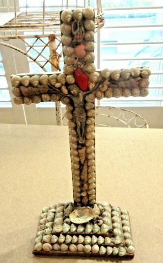 Antique Sailor Love Token Valentine Seashell Folk Art Cross Niagara Falls Canada