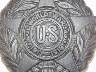 Antique WW1 WWI Cast Iron Eagle World War One VFW Building Wall Plaque Display 2