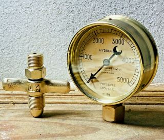 A Rare Early 1900s Vintage Brass Pressure Gauge,  Antique,  Steampunk Industrial