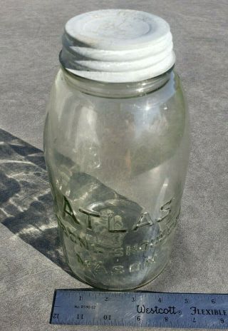 Antique Atlas Strong Shoulder 1/2 Gallon Mason Jar With Zinc Lid