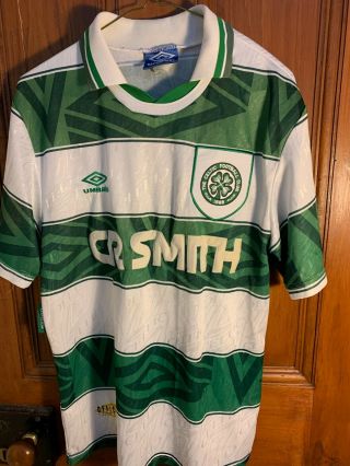 Very Rare Vintage 1993 - 1995 Celtic Home Shirt Umbro Scotland Medium