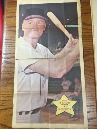 1968 Topps Baseball Poster 22 Rusty Staub Houston Astros Rare