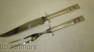 Vintage Oneida Silver Plate Coronation Meat Carving Set Meat Fork & Knife Set