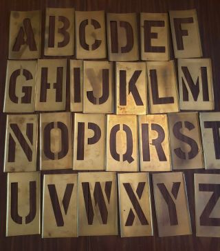 Vintage Interlocking 4 " Brass Stencil Set 26 Letters,  10 Numbers,  44 Pc.  Total