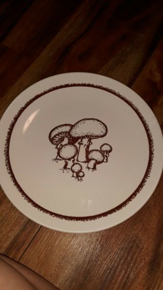 Vintage Anchor Hocking Merrie Mushroom Dinner Plate 10.  5 " Ironstone Usa Sponge
