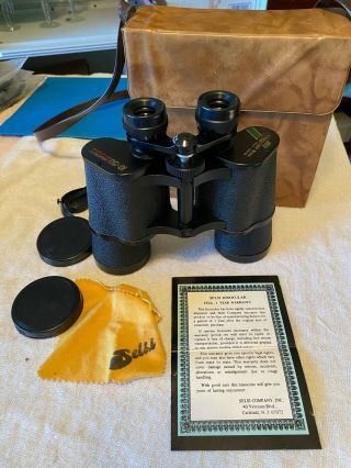 Vintage Selsi Binoculars Antique Luminous Field 10 X 50 With Case And Strap