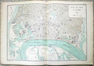 French Map Of The Port Of Antwerp,  Belgium In 1894 - D 