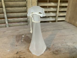 Antique Vintage Art Deco Clear Frosted Glass Perfume Bottle With Stopper