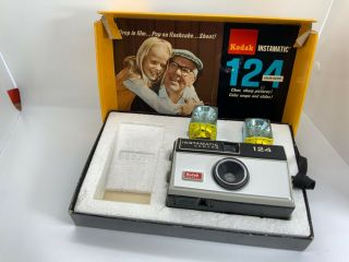Kodak Instamatic 124 Camera Flash With Box Photo Rare Vintage