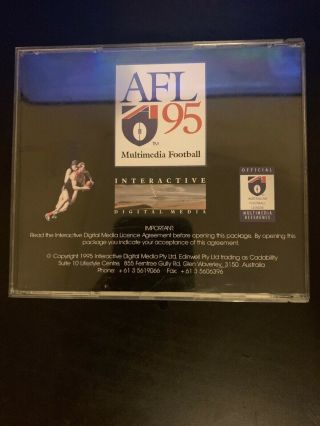 RARE AFL 95 Multimedia Football CDROM Interactive Digital Media PC MS - DOS 2