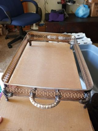 Vintage Ls Co.  Silver Plate Casserole Dish Holder Serving Tray Handles Footed