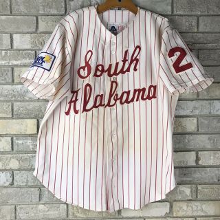 Rare Game Worn South Alabama Jaguars Baseball Jersey Pin Stripe Size Large Men