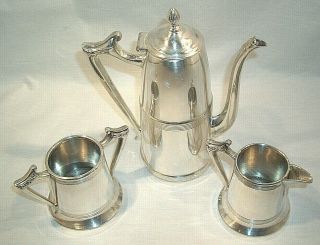 3 Pc Sheffield Silver Plate Tea/coffee Set Cream & Sugar 1111 & Tea/coffee 1112