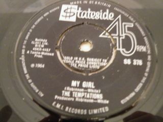 Rare The Temptations My Girl / Nobody But My Baby Stateside Vinyl 7 "