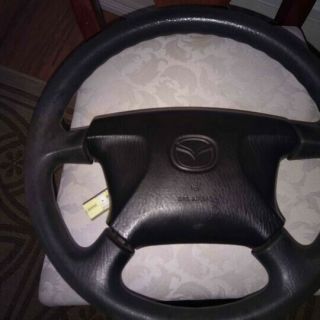1999 - 2005 Mazda Miata Nb Oem 4 - Spoke Steering Wheel Black Leather (rare)