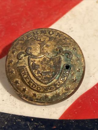 Dug Civil War Vermont Coat Button Rare