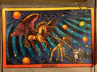 1972 Space Rider Rare Vintage Blacklight Poster By Barry Lynn Hanson