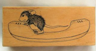 House Mouse Rubber Stamp Phone Stampa Rosa Wood Mount Rare
