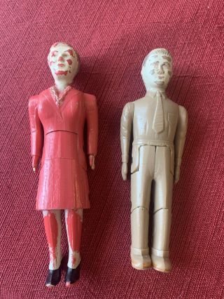 Vintage Renwal Doll House Jointed Figure Brother 42 And Mother 43