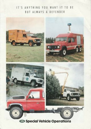 Rare Land Rover Defender Special Vehicle Operations Brochure - C.  1989