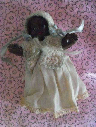 Antique Small Black Composition Baby Doll 7 