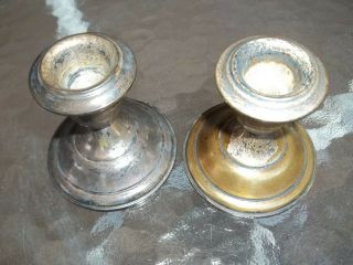 Two Vintage Sterling Silver Weighted Candle Holders,  2 - 3/4 " Tall