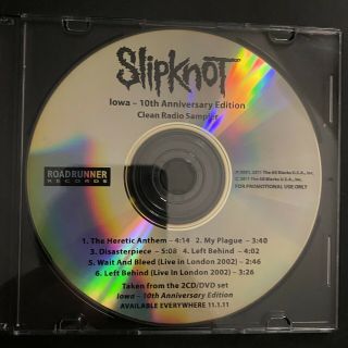 Slipknot Iowa 10th Anniversary Rare Promo Cdr