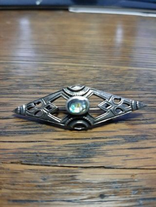 Antique Vintage Art Deco Sterling Silver Abalone Shell Pin Brooch 7g