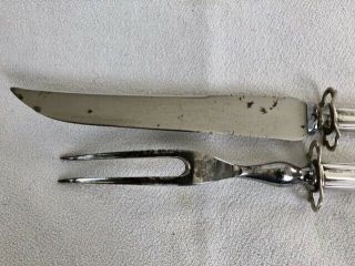 Antique Sterling Silver Carving Knife & Fork Set - - Weighted Handles 2