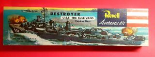 Revell " U.  S.  S.  Sullivans " Destroyer Model Kit.  1954 Near Shape.  Rare