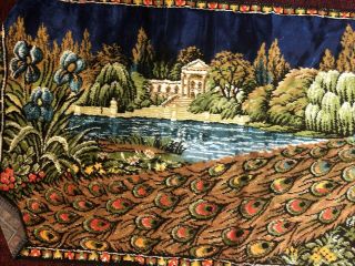 Vintage Velvet Peacock Rug Wall Hanging Tapestry 38.  5 X 19.  5 inches 3