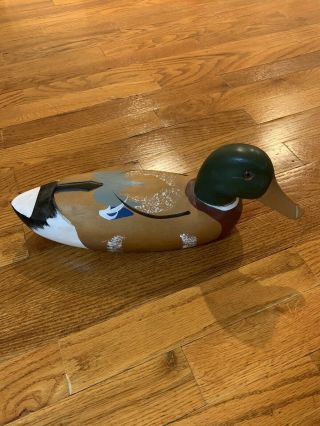 Antique Hand Painted Wood Carved Decoy Duck With 2 Glass Eyes 2