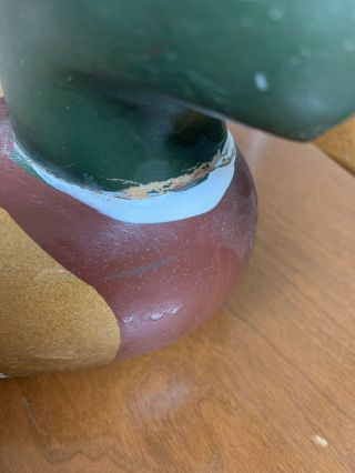 Antique Hand Painted Wood Carved Decoy Duck With 2 Glass Eyes 3