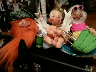 Holiday Vintage Annalee Dolls Pink Santa Leprechaun Angel W Trumpet 90 91 2007